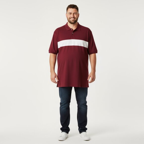 Harbor Bay Polo Shirt 4XT – Maroon with White Stripe, Washed But Never Worn - Picture 1 of 5